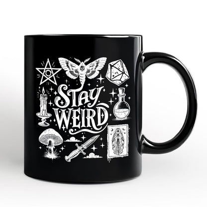 Stay Weird Witchy Vibes Personalized Mug, Mystical Halloween Gift with Custom Name
