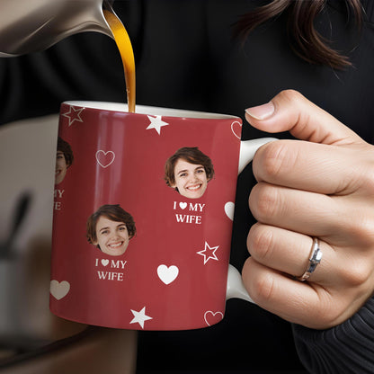 I Love My Wife Personalized Photo Mug With Hearts And Stars - Personalized Custom Coffee Mug - WIF031_MG