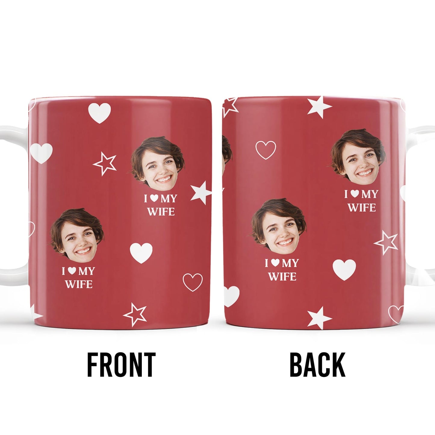 I Love My Wife Personalized Photo Mug With Hearts And Stars - Personalized Custom Coffee Mug - WIF031_MG