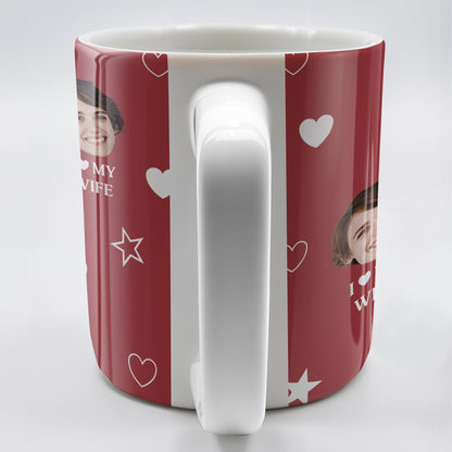 I Love My Wife Personalized Photo Mug With Hearts And Stars - Personalized Custom Coffee Mug - WIF031_MG