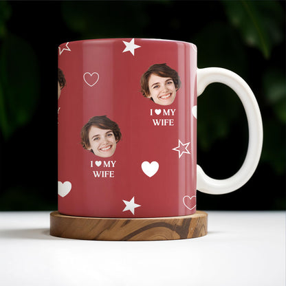 I Love My Wife Personalized Photo Mug With Hearts And Stars - Personalized Custom Coffee Mug - WIF031_MG