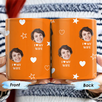 I Love My Wife Personalized Photo Mug With Hearts And Stars - Personalized Custom Coffee Mug - WIF031_MG