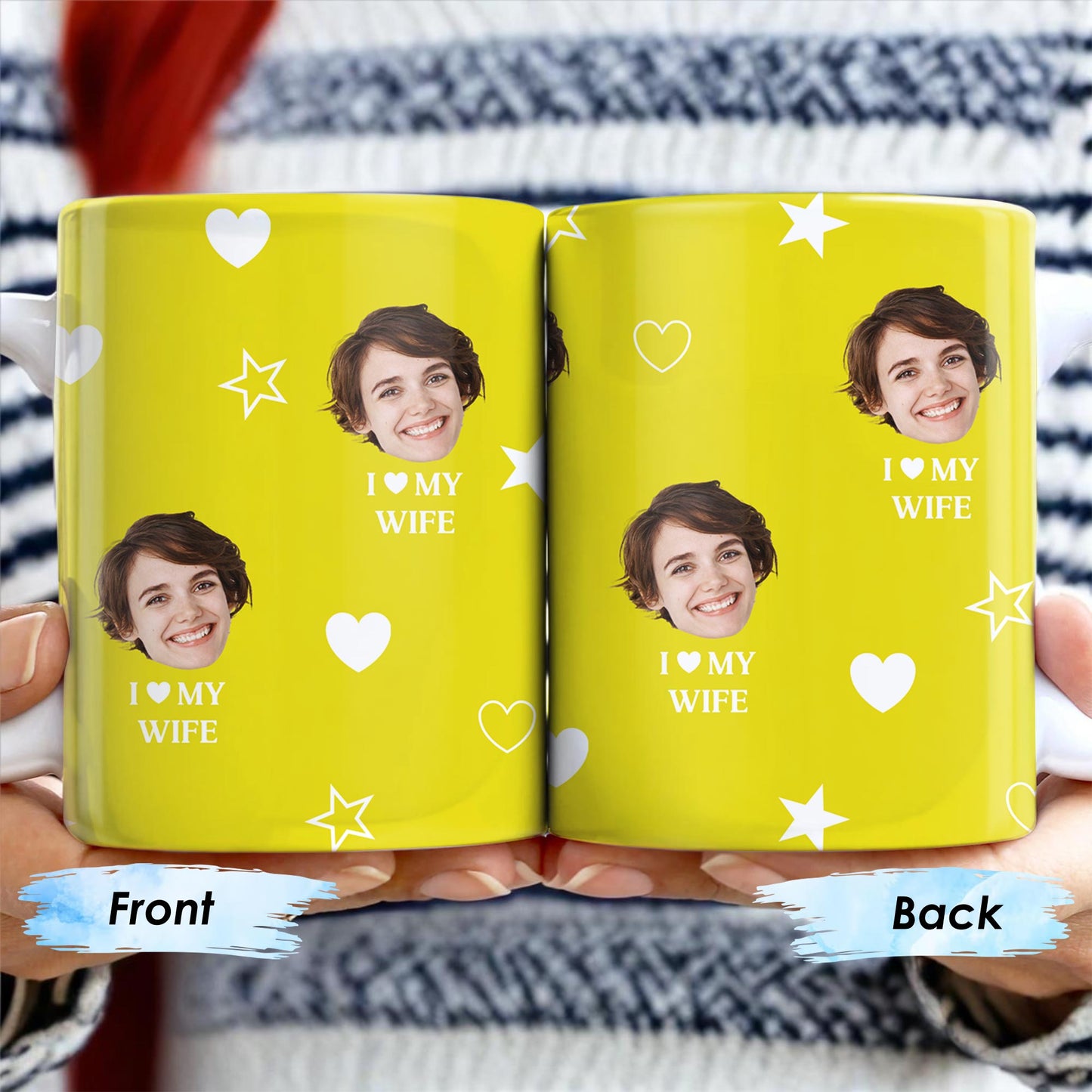 I Love My Wife Personalized Photo Mug With Hearts And Stars - Personalized Custom Coffee Mug - WIF031_MG