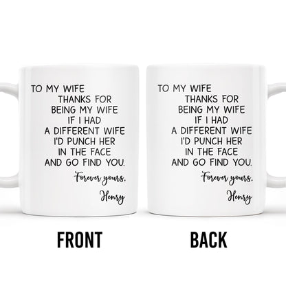 Thanks For Being My Wife, Forever Yours - Personalized Custom Coffee Mug - WIF033_MG