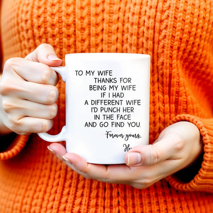 Thanks For Being My Wife, Forever Yours - Personalized Custom Coffee Mug - WIF033_MG