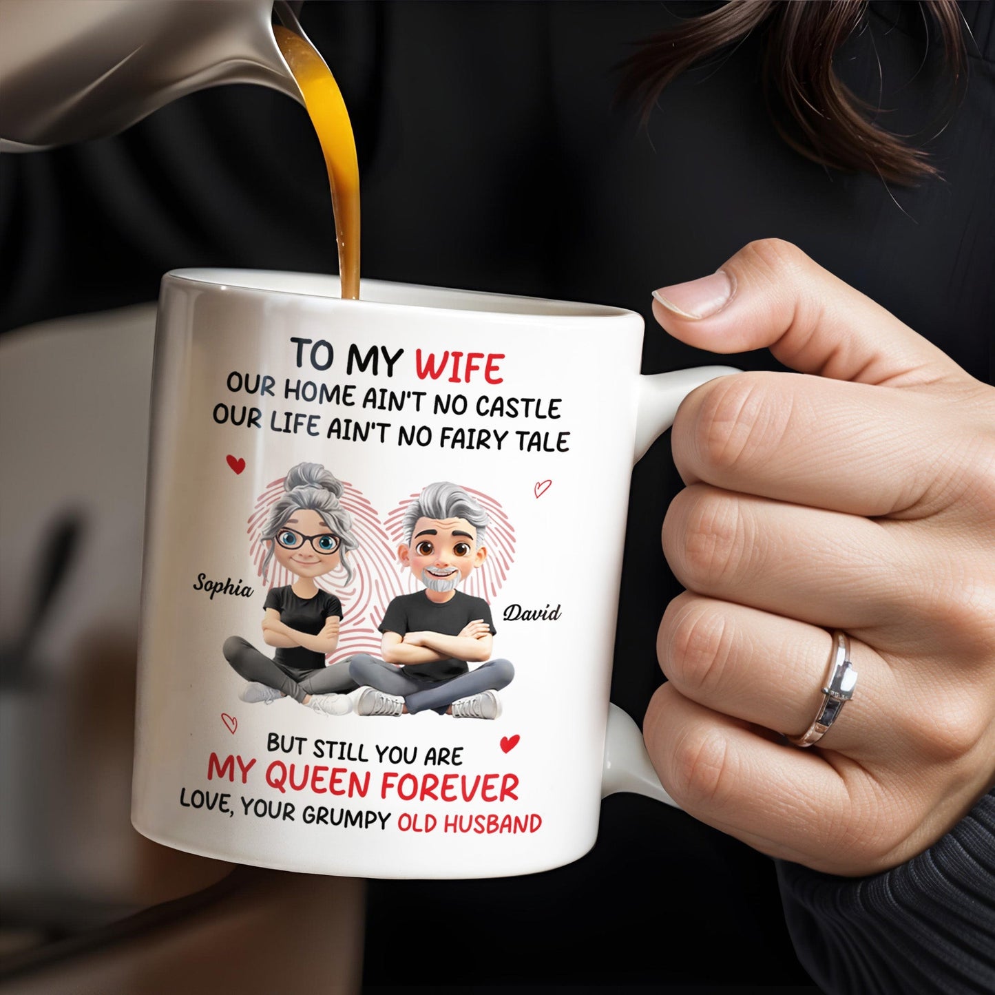 To My Wife, Our Home Ain't No Castle, Hearts - Personalized Custom Coffee Mug - WIF058_MG