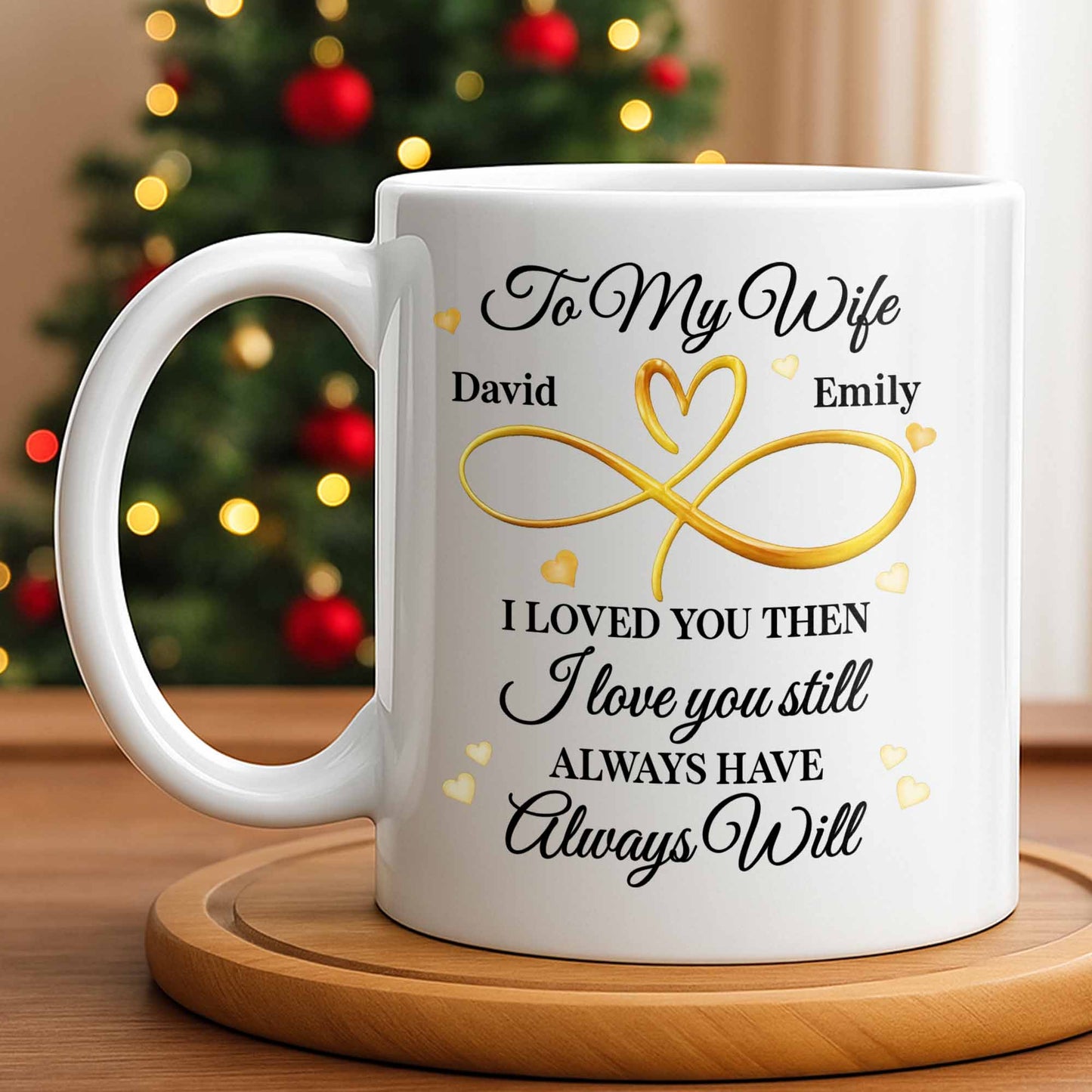 To My Wife, Infinity Heart, Always Love - Personalized Custom Coffee Mug - WIF060_MG