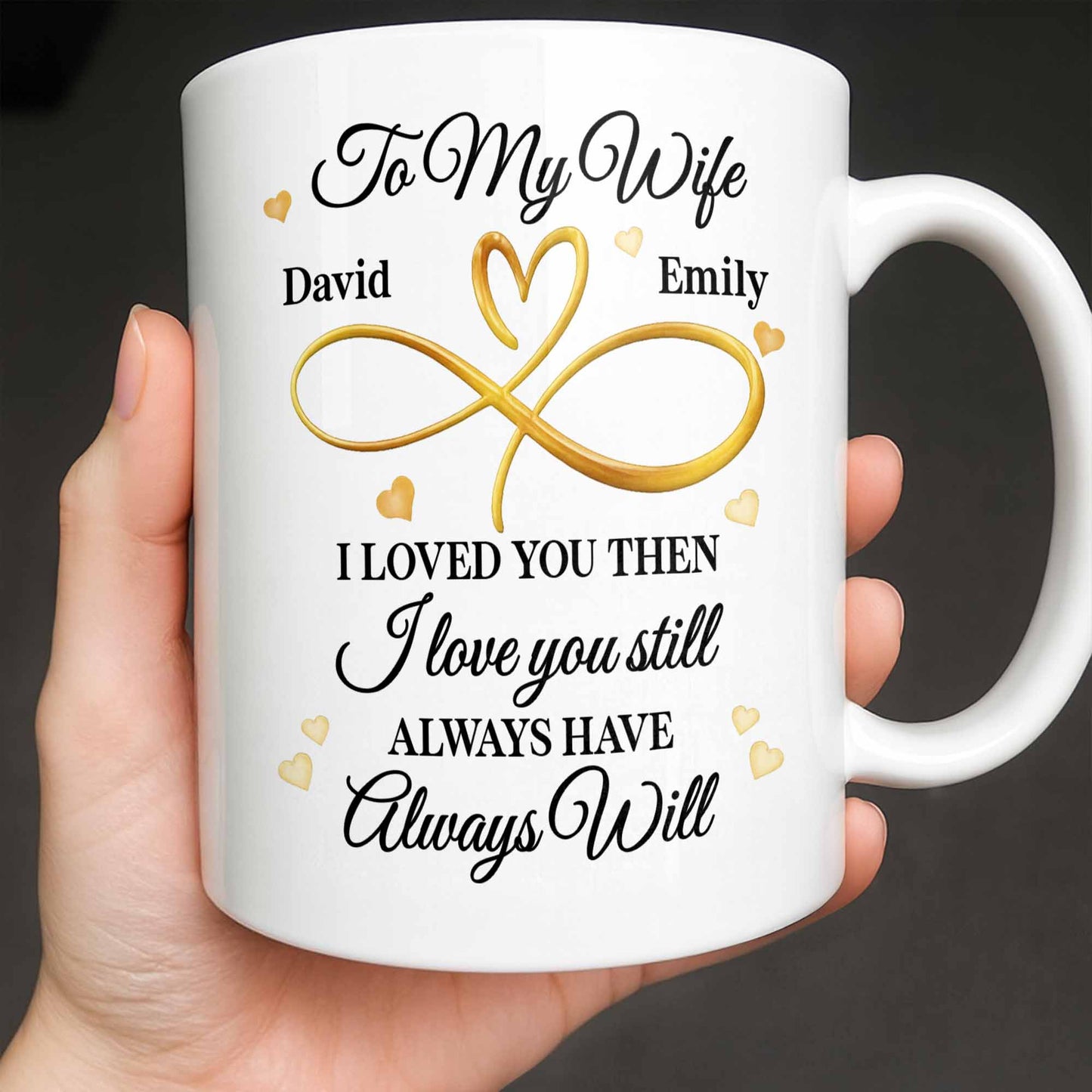 To My Wife, Infinity Heart, Always Love - Personalized Custom Coffee Mug - WIF060_MG