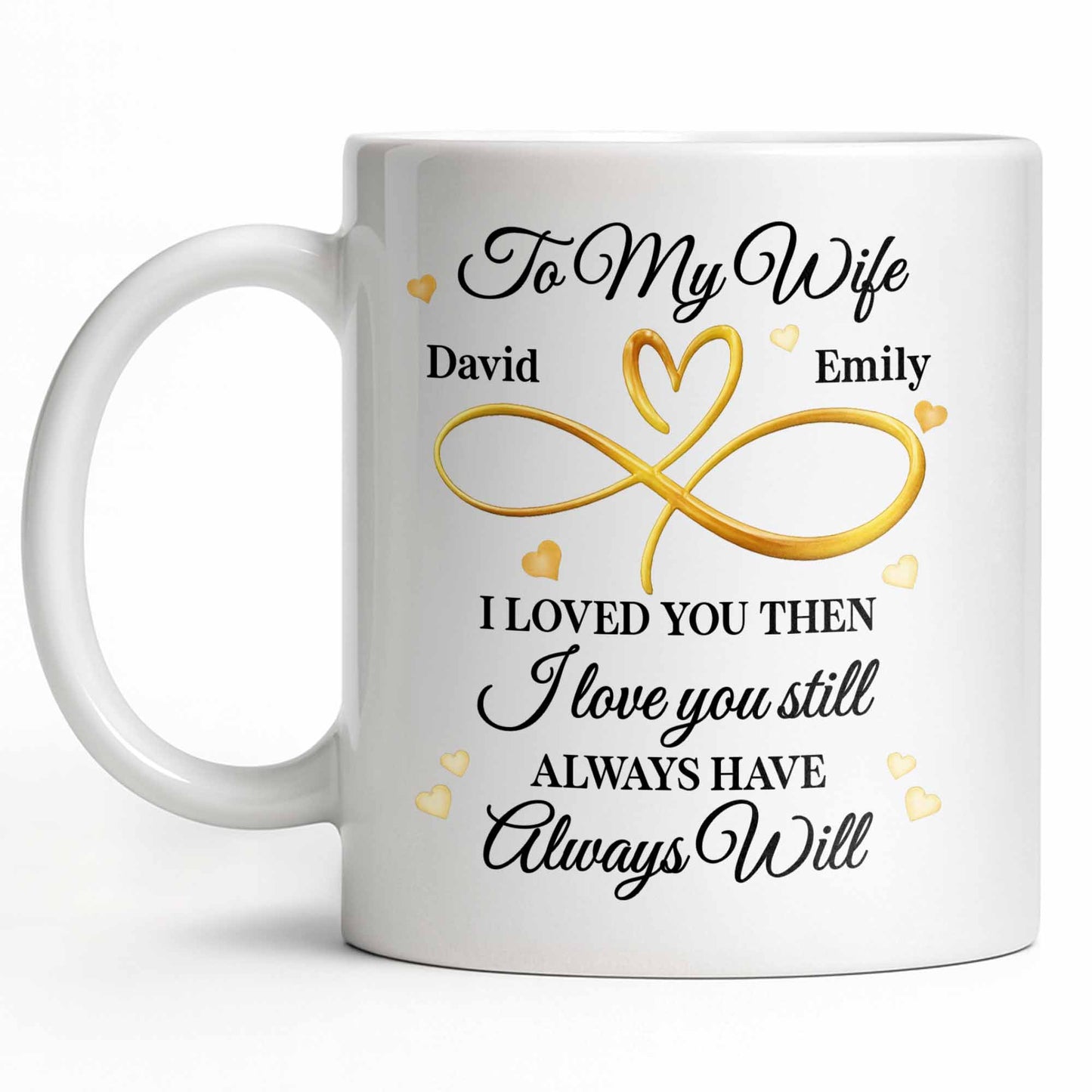 To My Wife, Infinity Heart, Always Love - Personalized Custom Coffee Mug - WIF060_MG