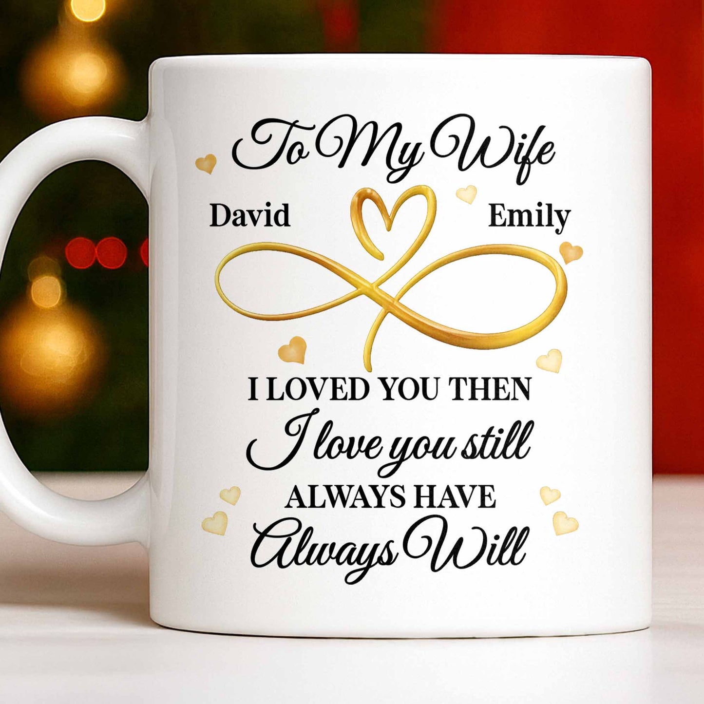 To My Wife, Infinity Heart, Always Love - Personalized Custom Coffee Mug - WIF060_MG