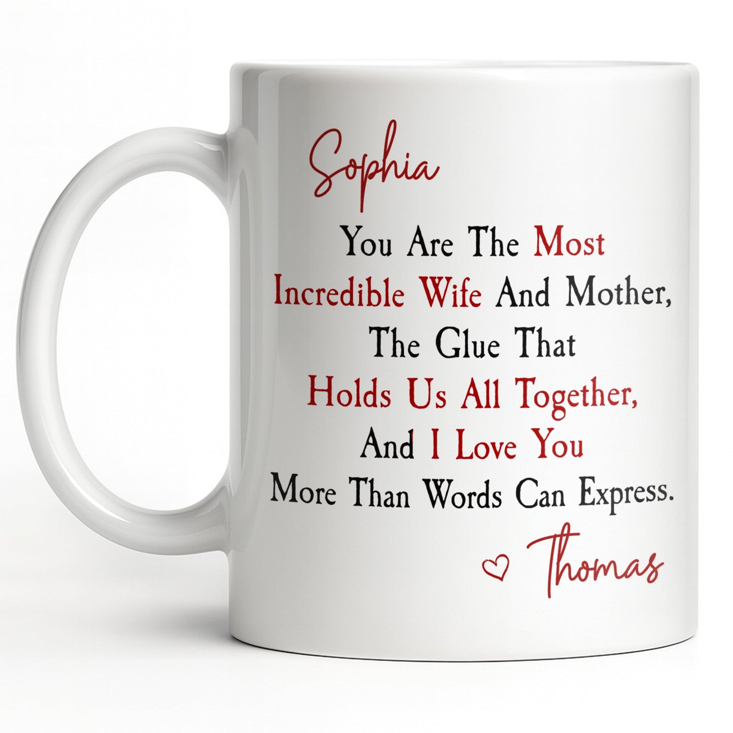 You Are The Most Incredible Wife And Mother Heart - Personalized Custom Coffee Mug - WIF067_MG