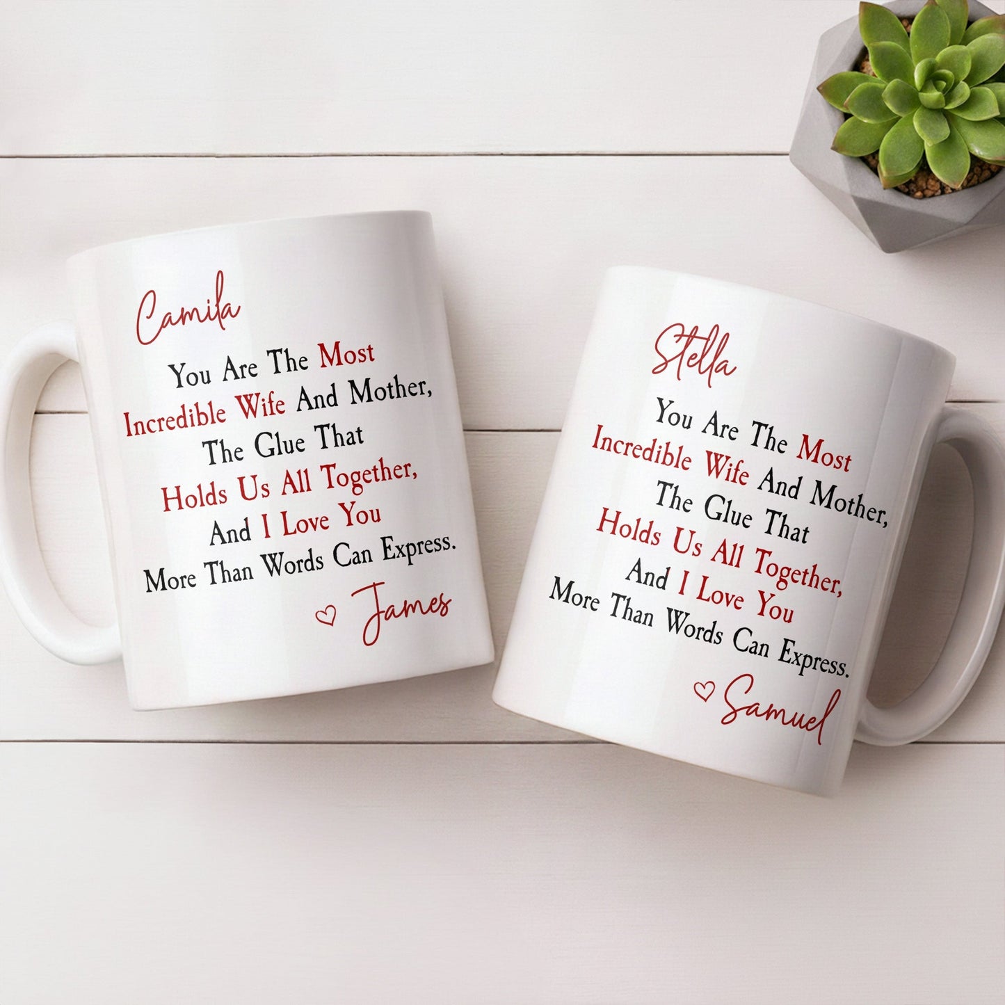 You Are The Most Incredible Wife And Mother Heart - Personalized Custom Coffee Mug - WIF067_MG
