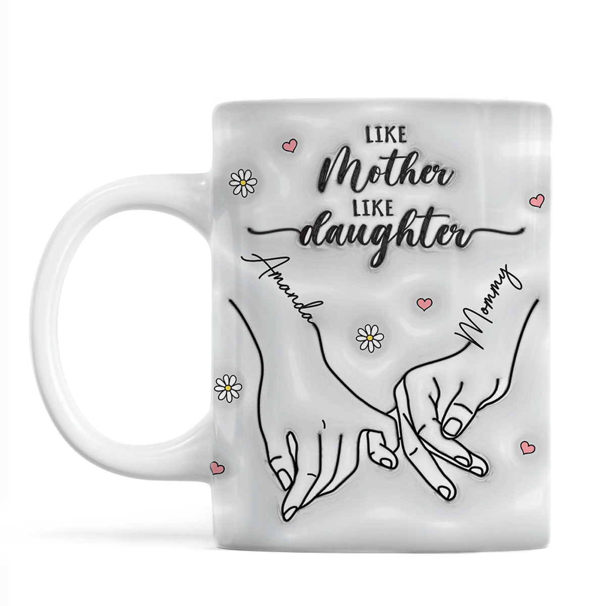 3D Inflated Like Mother Like Daughter Holding Hands Personalized Mug