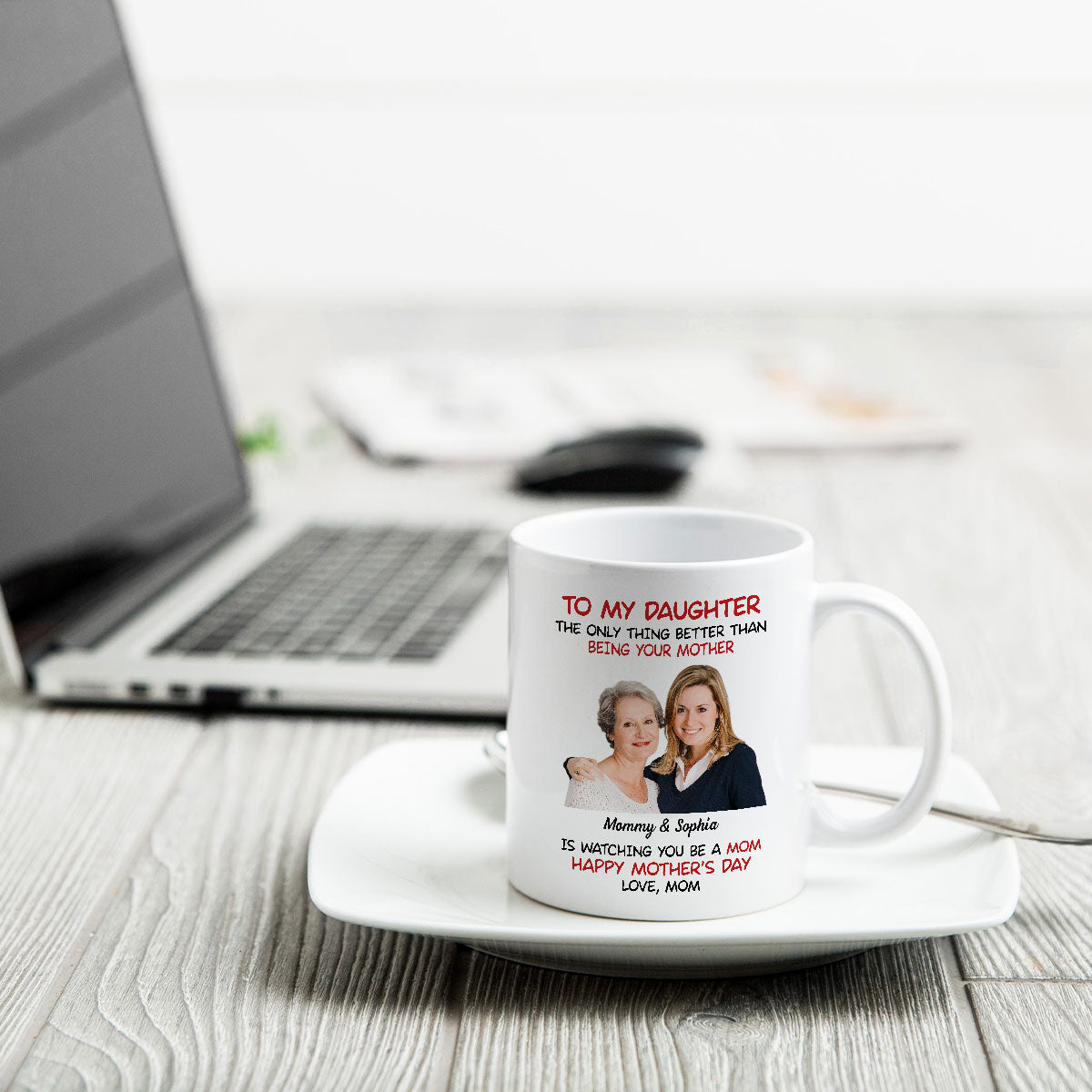 To My Daughter Photo Insert Happy Mother's Day Personalized Mug