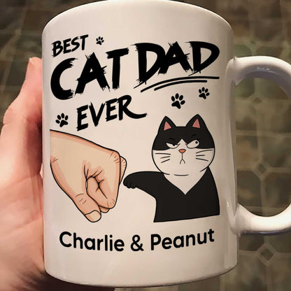 Best Cat Dad Ever Fist Bump Funny Cute Cats Personalized Mug