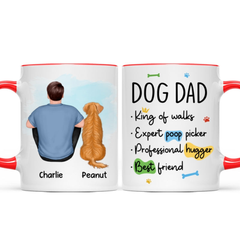 Dog Dad Back View Man & Sitting Dog Personalized Mug