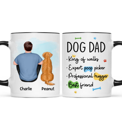 Dog Dad Back View Man & Sitting Dog Personalized Mug