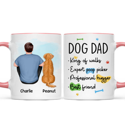 Dog Dad Back View Man & Sitting Dog Personalized Mug