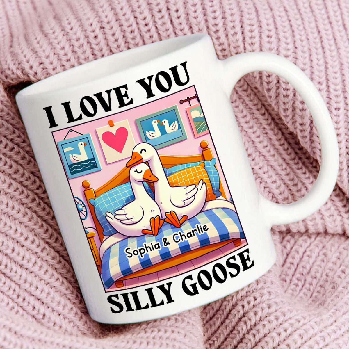 I Love You Silly Goose Cute Romantic Gift Mug, Cute Ducks Personalized Mug, Girlfriend Boyfriend Gift