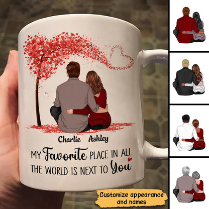Couple Sitting Back View Personalized Mug - Valentine's Day Gift - Anniversary Gift For Him - Gift For Her