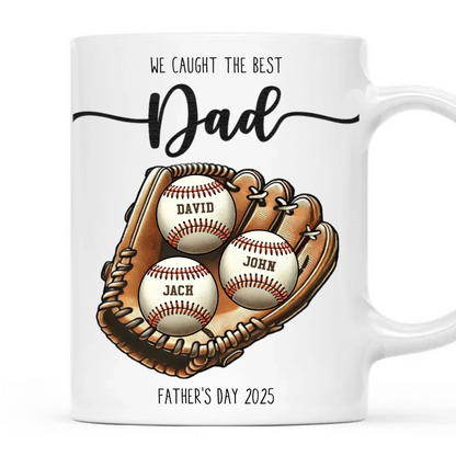 Personalized Baseball Mug with Kids' Names Game Day Gift for Dad