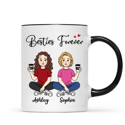 Cartoon Chibi Besties Sisters Sitting Gift For Best Friends Personalized Mug