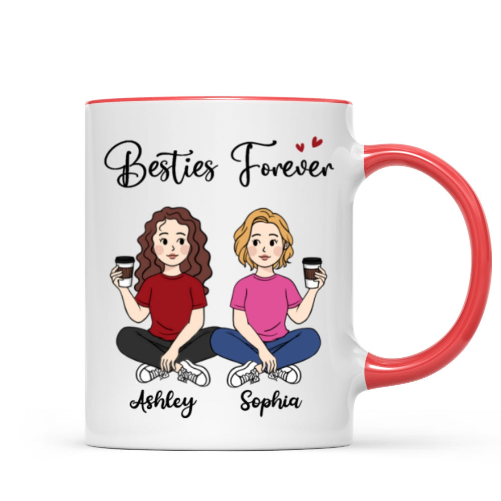Cartoon Chibi Besties Sisters Sitting Gift For Best Friends Personalized Mug