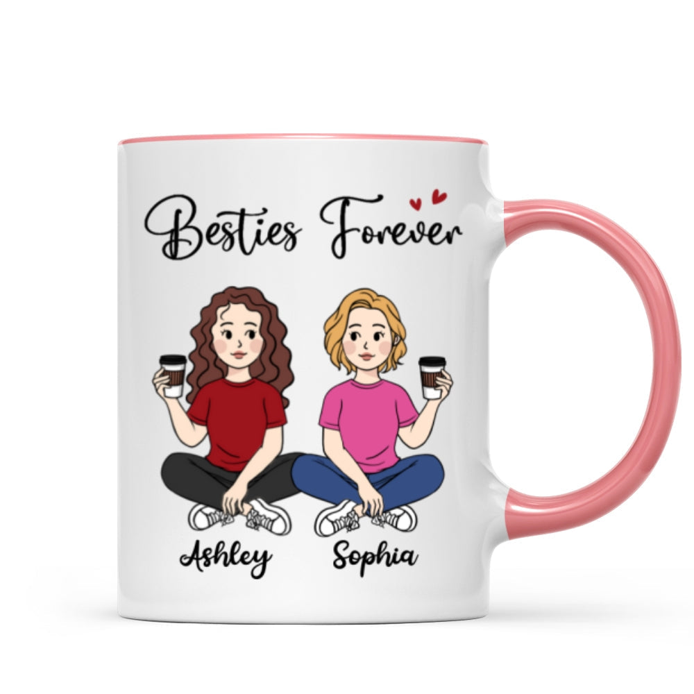 Cartoon Chibi Besties Sisters Sitting Gift For Best Friends Personalized Mug