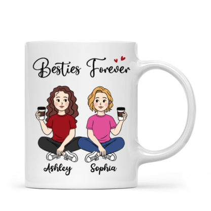 Cartoon Chibi Besties Sisters Sitting Gift For Best Friends Personalized Mug