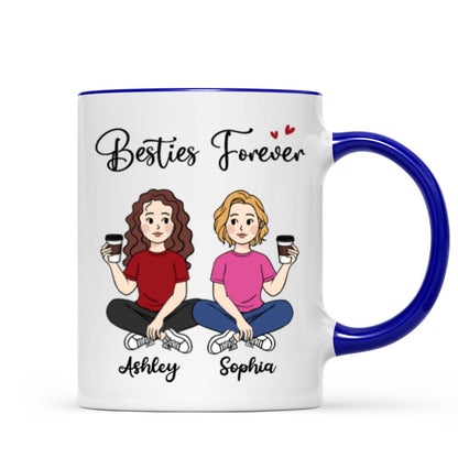 Cartoon Chibi Besties Sisters Sitting Gift For Best Friends Personalized Mug
