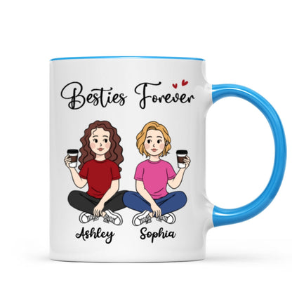 Cartoon Chibi Besties Sisters Sitting Gift For Best Friends Personalized Mug