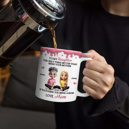Watching You Be A Mom - Personalized White Edge-to-Edge Mug