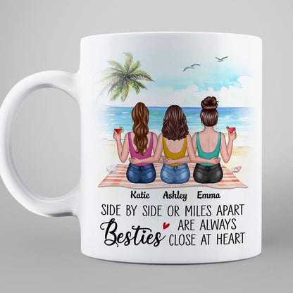 Besties At Heart Besties Sisters Back View Personalized Mug