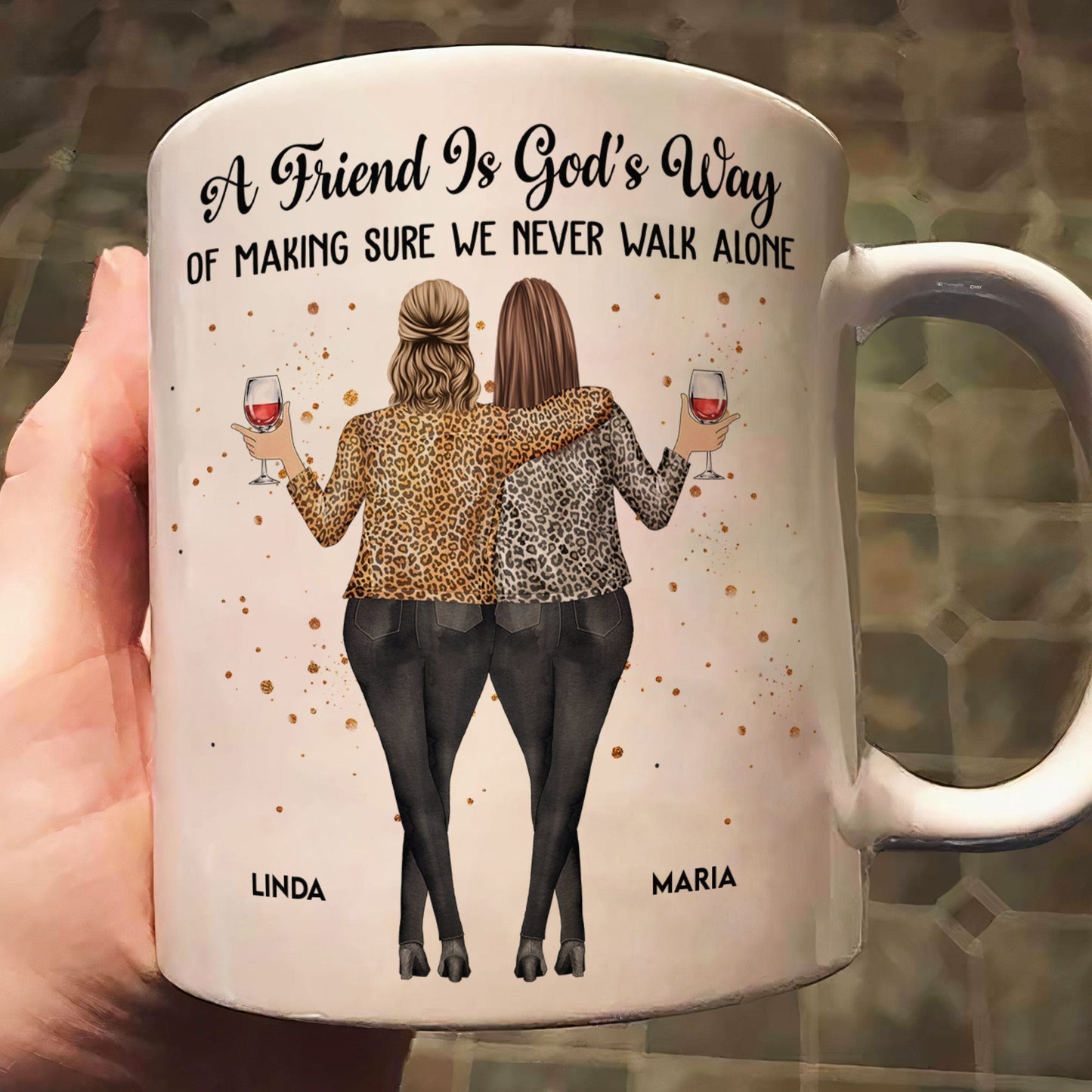 A Friend Is God's Way Personalized White Ceramic Mug for Best Friends