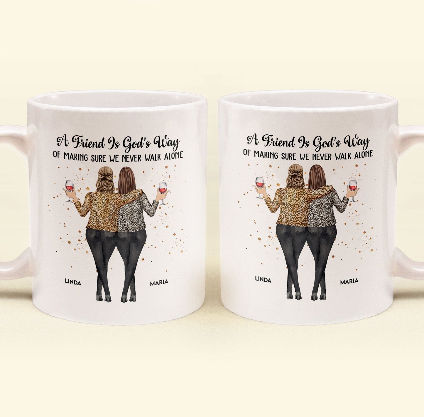 A Friend Is God's Way Personalized White Ceramic Mug for Best Friends