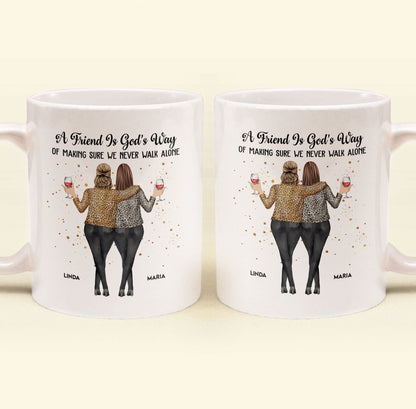 A Friend Is God's Way Personalized White Ceramic Mug for Best Friends