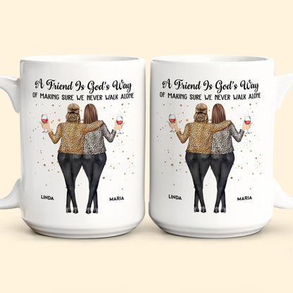 A Friend Is God's Way Personalized White Ceramic Mug for Best Friends