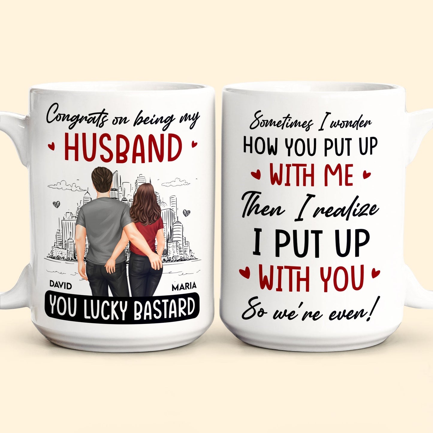 We Put Up With Each Other - Personalized Mug
