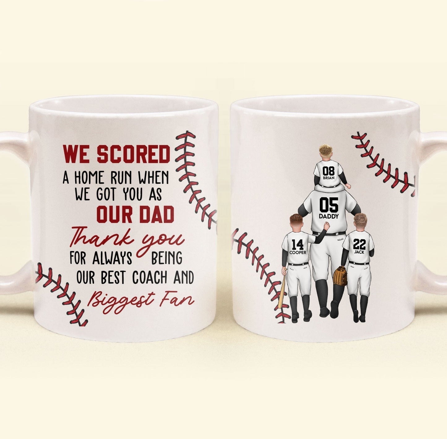 Custom Dad & Kids Mug with Personalized Jersey Number