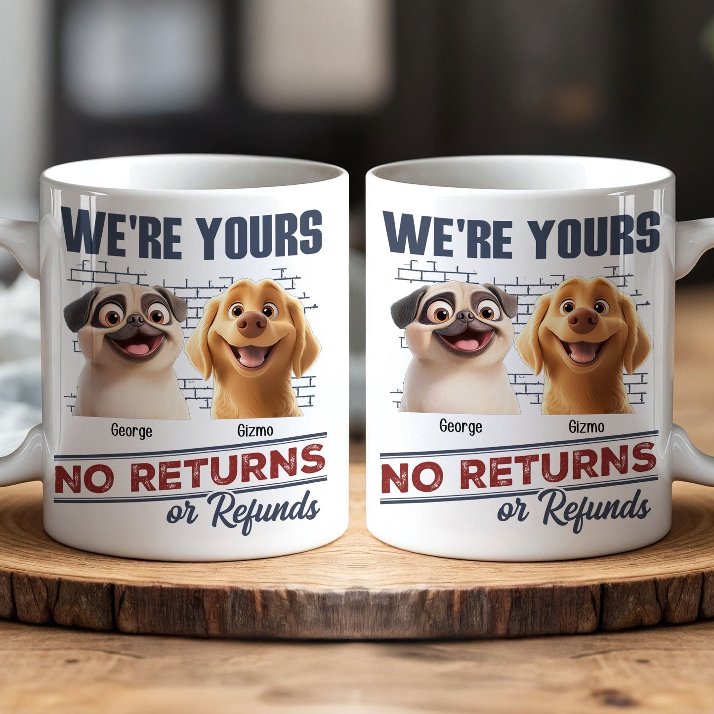 Dog Lovers' Personalized Mug No Returns Design, Gift for Couples