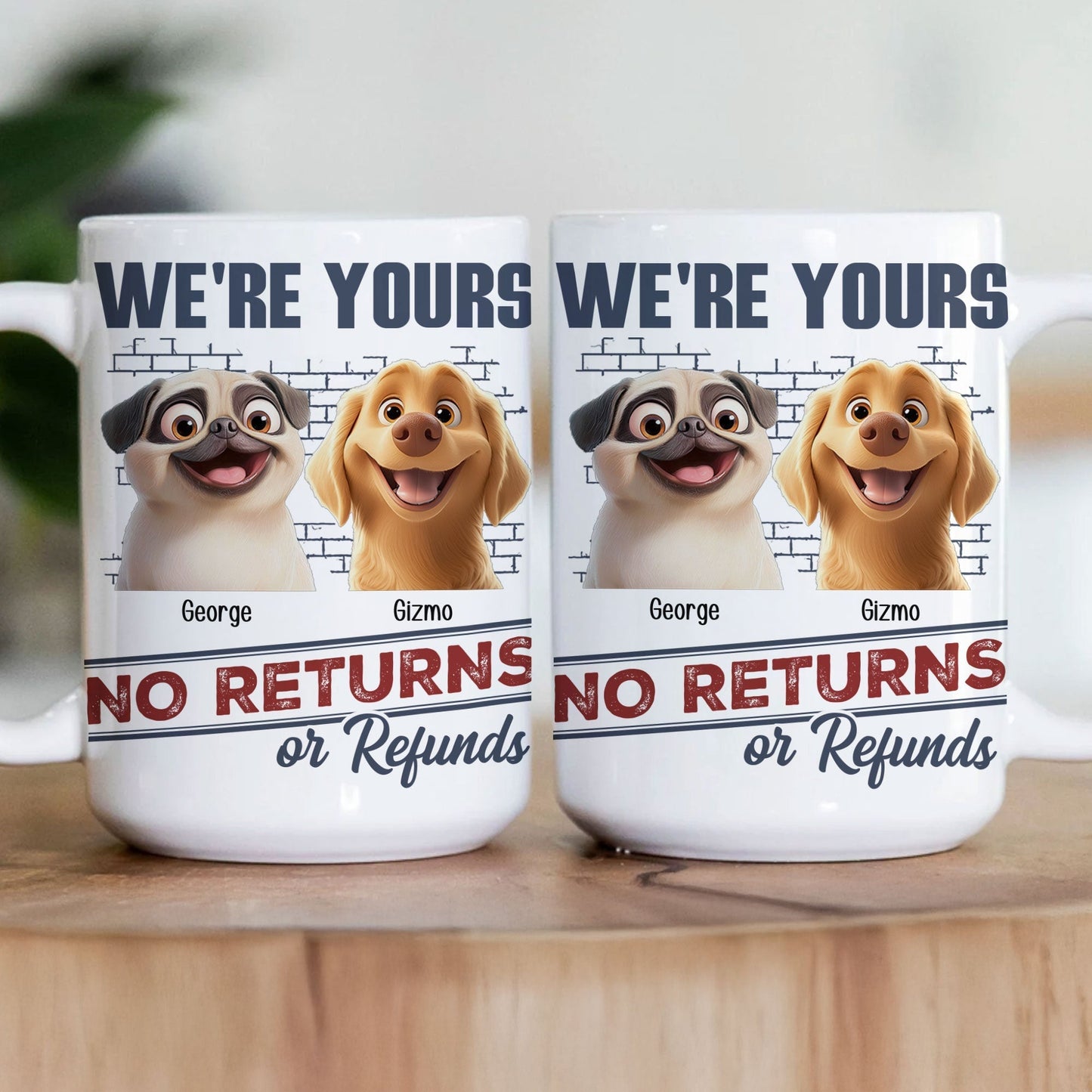 Dog Lovers' Personalized Mug No Returns Design, Gift for Couples