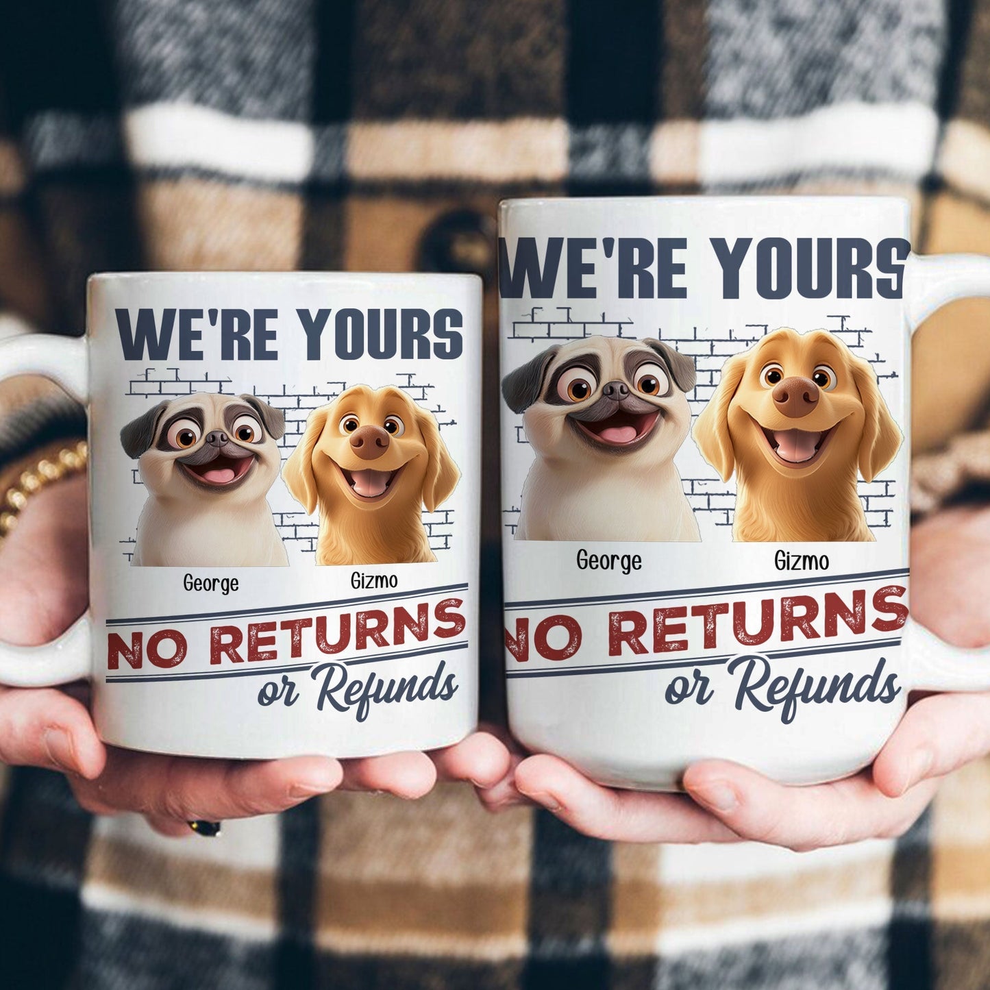 Dog Lovers' Personalized Mug No Returns Design, Gift for Couples