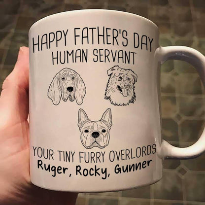 Happy Father's Day Human Servant Dog Head Outline Personalized Mug