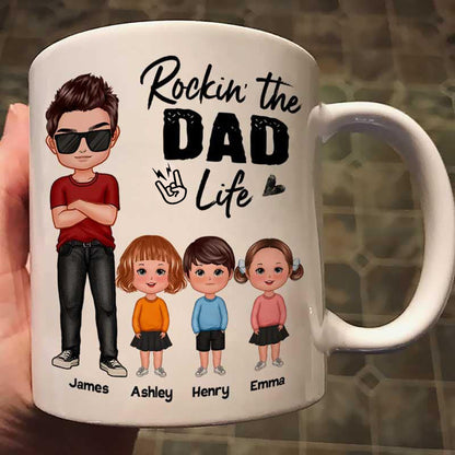 Rockin' The Dad Life Doll Dad With Kids Father's Day Gift Personalized Mug