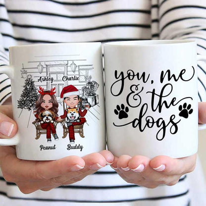 Couple And The Dogs Front Porch Personalized Christmas Mug
