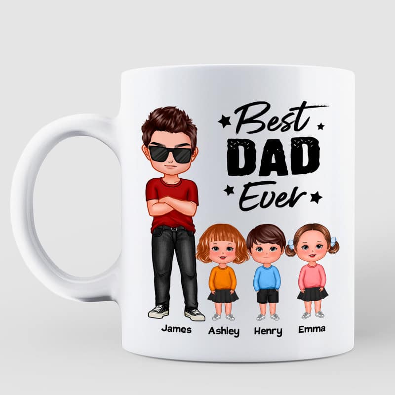 Rockin' The Dad Life Doll Dad With Kids Father's Day Gift Personalized Mug