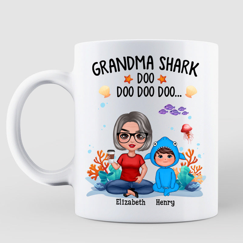 Grandma Mama Shark Mother's Day Gift Personalized Mug
