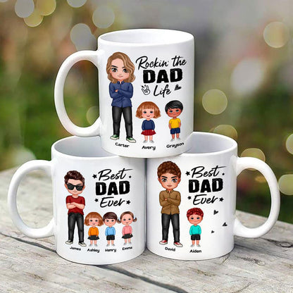 Rockin' The Dad Life Doll Dad With Kids Father's Day Gift Personalized Mug