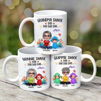 Grandma Mama Shark Mother's Day Gift Personalized Mug
