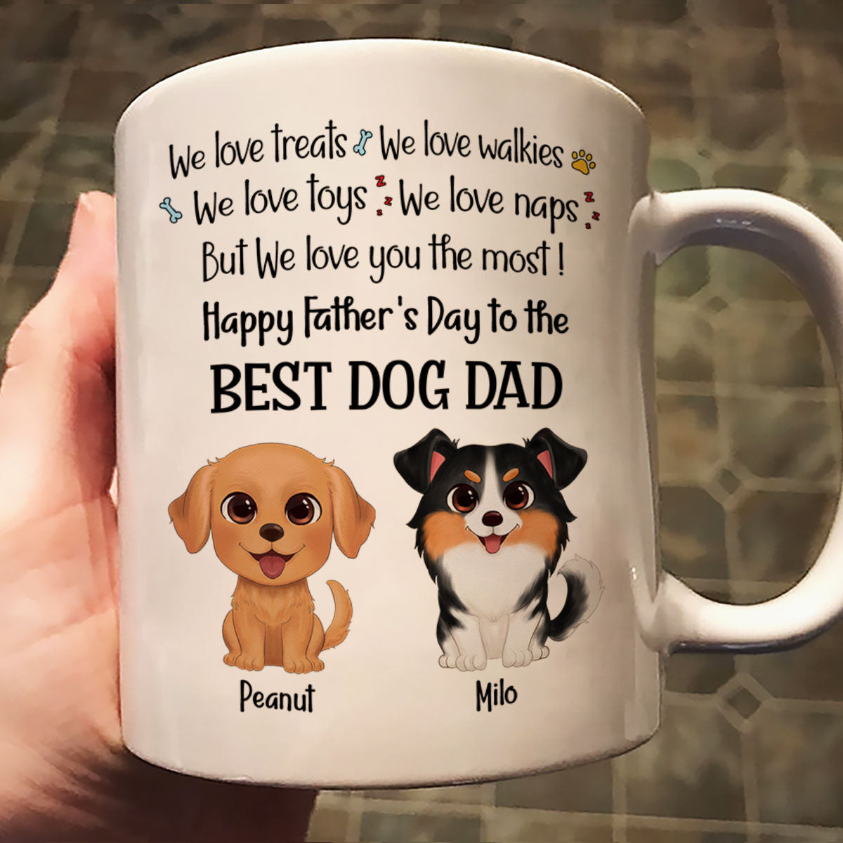 I Love Treats But I Love You Most Watercolor Cute Dogs Personalized Mug